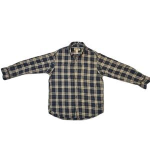 Duluth Flannel Shirt Mens Large L Blue Gray Plaid Long Sleeve Pockets Heavy